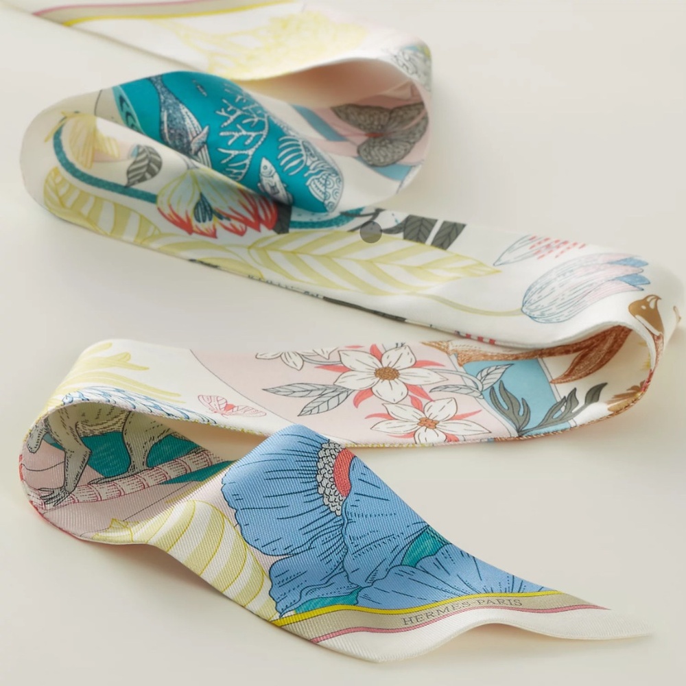 Brand New with Tag Hermes Twilly Precious Paradise Rose Pale/Blanc/Bleu